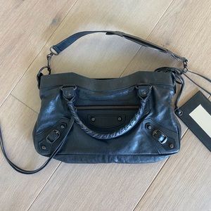 Black leather balenciaga bag